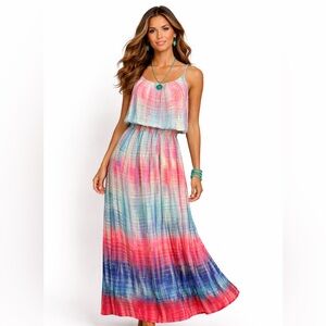 Talia Benson,Made in Italy,Smocked-Waist Dress,Coastal Resort Vacation Size Med